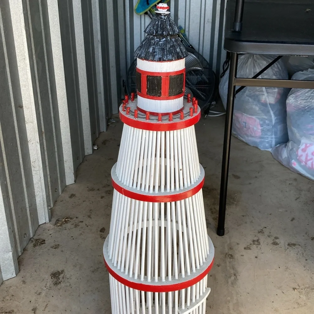Red and White Decorative Lighthouse designed Bird House